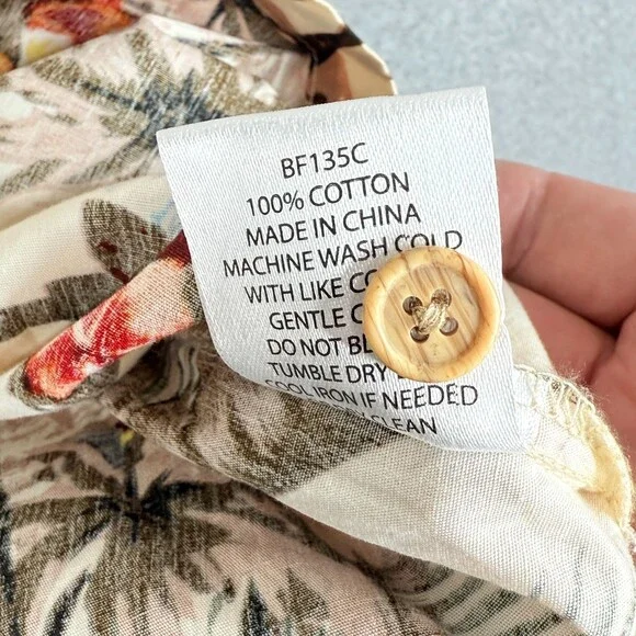 Barefoot In Paradise Shirt Adult Medium Floral Toucan Hawaiian Camp Tropical Men - Picture 10 of 12